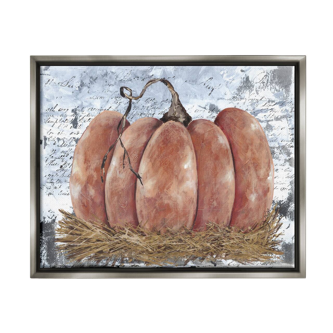 Stupell Industries Abstract Pumpkin Collage Framed Floater Canvas Wall Art